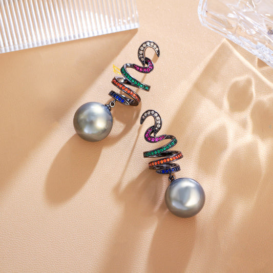 Party wear multi colour zircon long drop earring for women