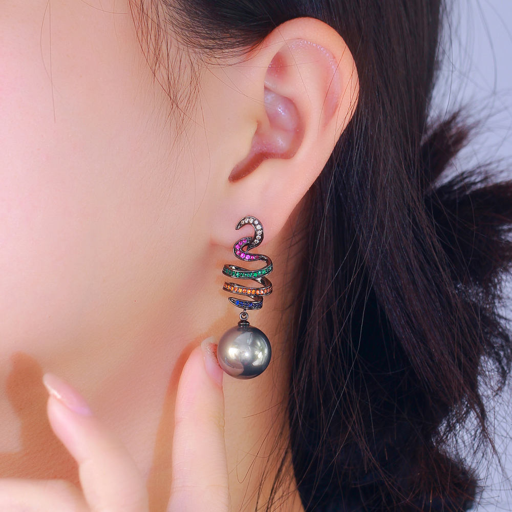 Party wear multi colour zircon long drop earring for women