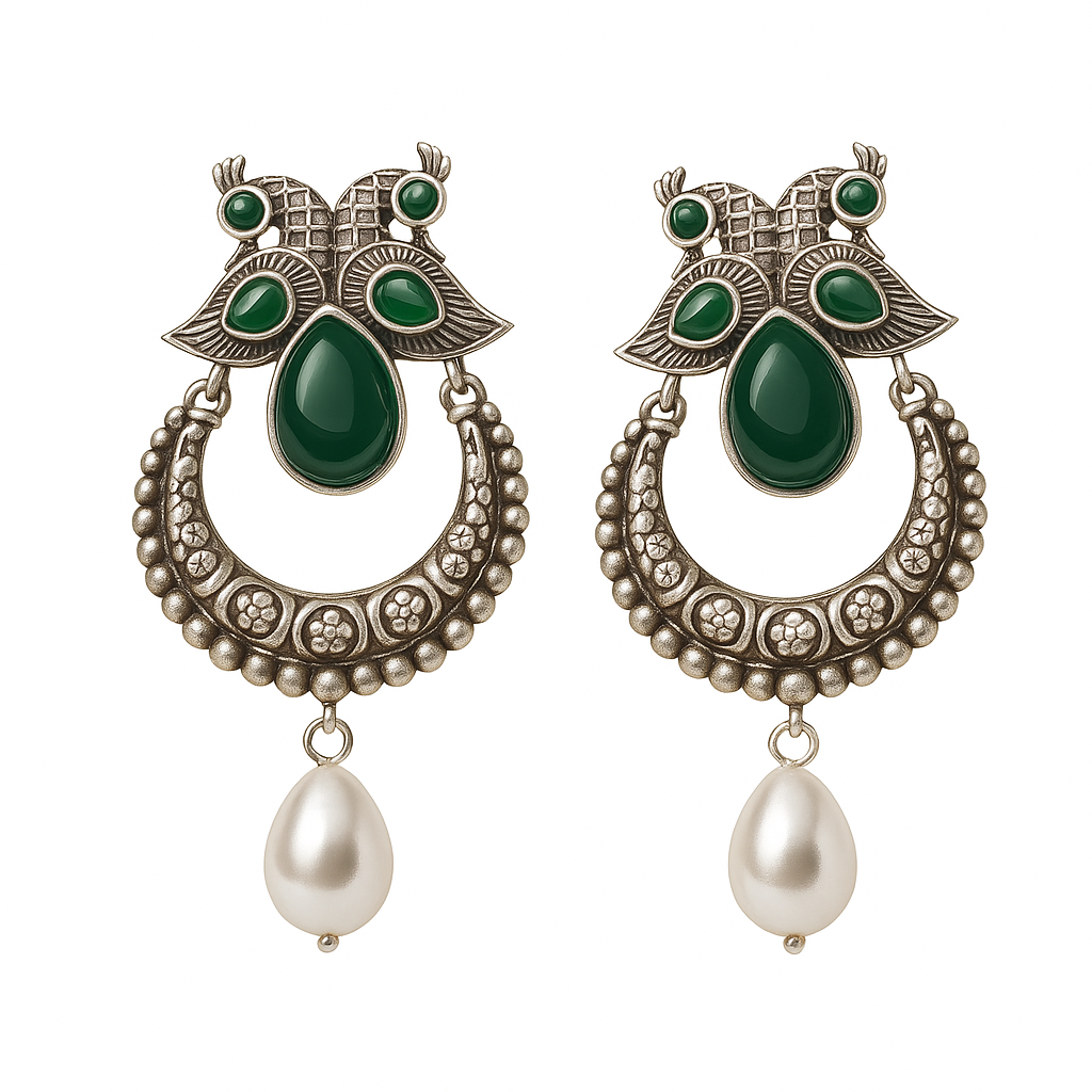 German silver fancy earring with pearls