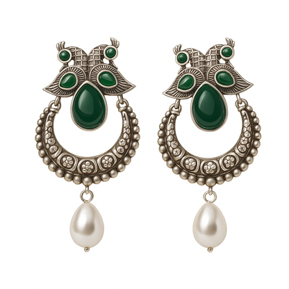 German silver fancy earring with pearls
