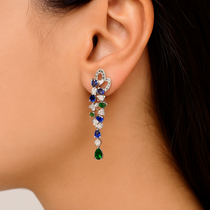 Colourful Bride Long Dangle Earring For Wedding