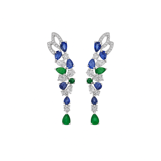 Colourful Bride Long Dangle Earring For Wedding