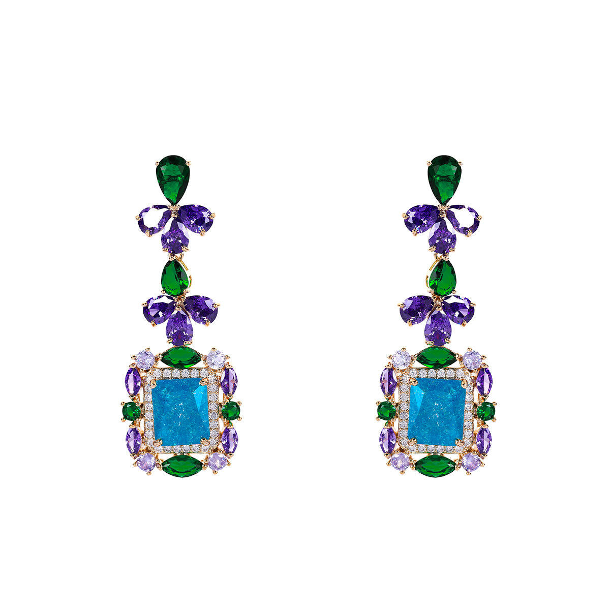 Sprinkle Blue Colour With Green Combination Dangle Earring