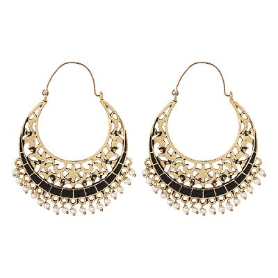 Traditional Round Black hoop earring