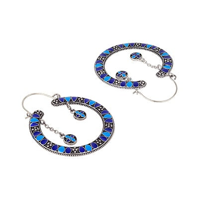 Blue oxidized hoop earring