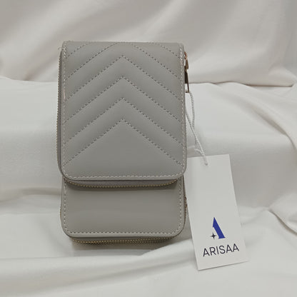 Many pocket  zipper smart look grey wallet