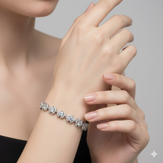 Celeste Halo Crystal Tennis Bracelet