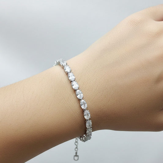 Oval Crystal Tennis Bracelet