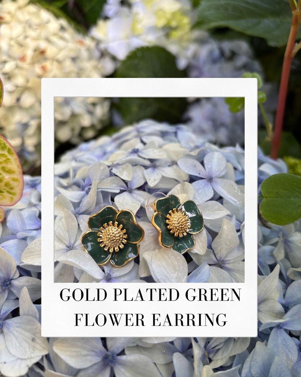 Flower Style Green Colour Stud Earring