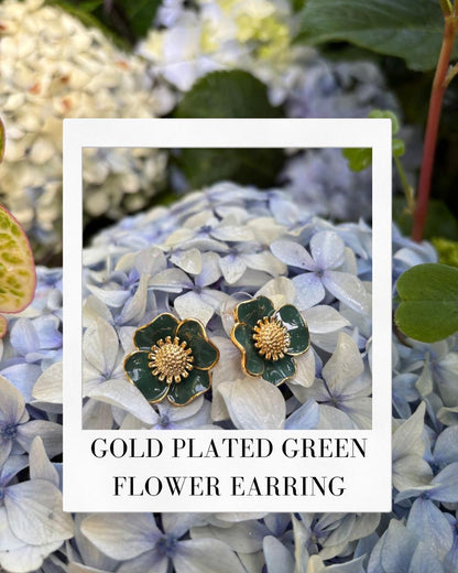 Flower Style Green Colour Stud Earring