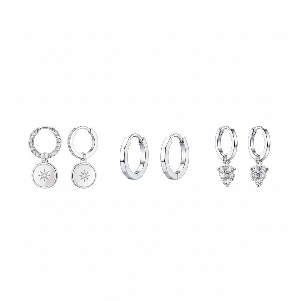 Celeste Mini Hoop Charm Earrings