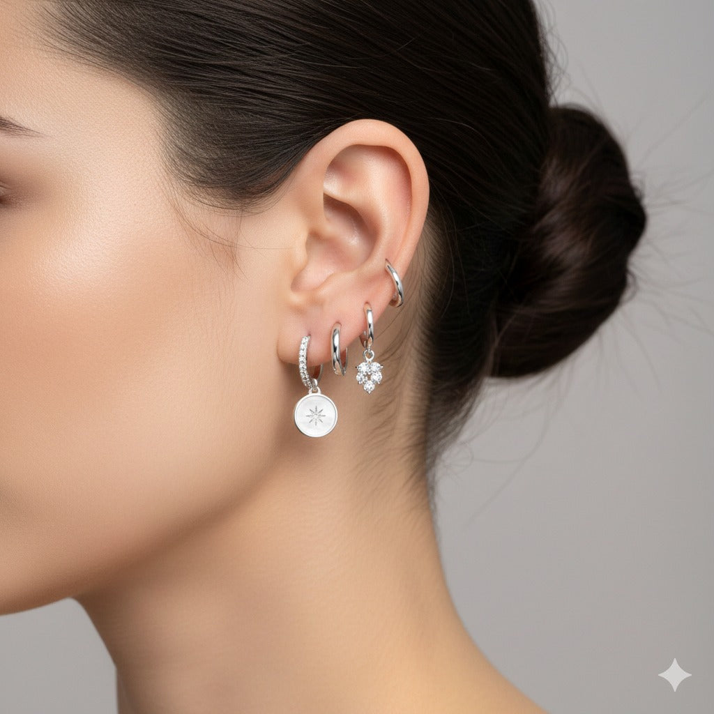 Celeste Mini Hoop Charm Earrings