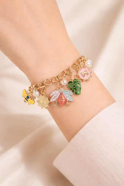 Charming golden honey bee charm bracelets