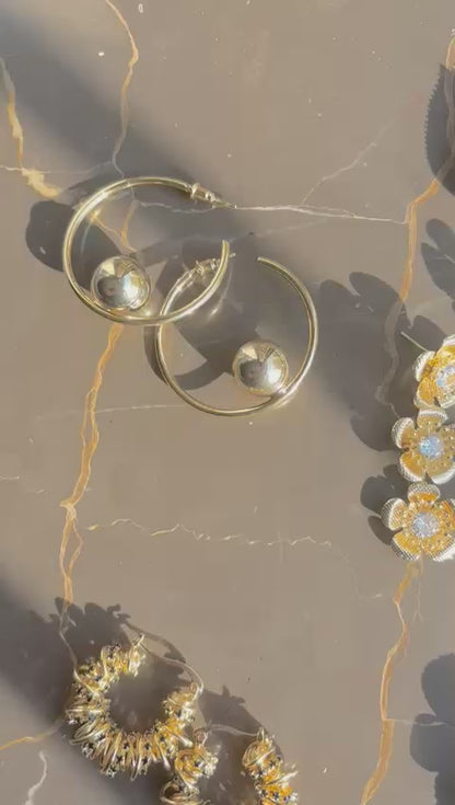 Gold Plated Three Layers Of Flower Style Earring