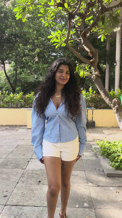 Blue colour line printed over size shirt